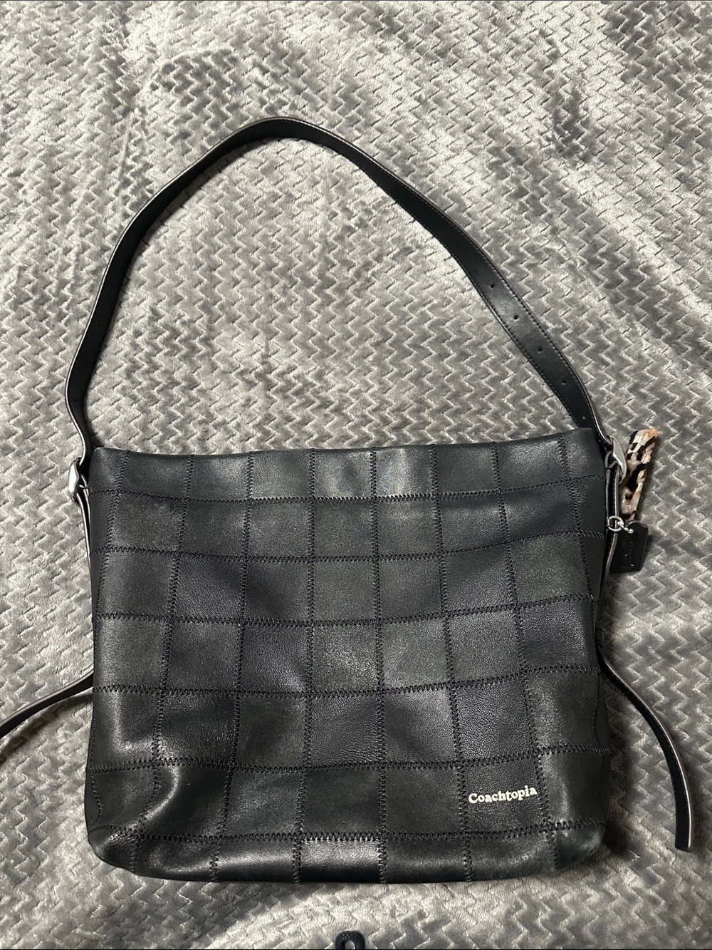 Coach Black Quilted Patchwork Shoulder Bag with Logo